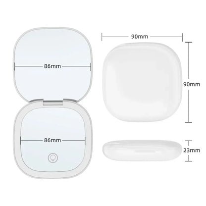 LED Compact Makeup Mirror – Portable, Foldable with 2x Magnification