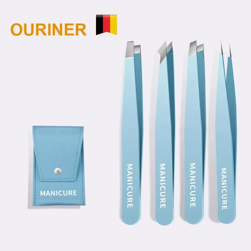 Colourful Precision Eyebrow Tweezers – Stainless Steel, Slanted Tip