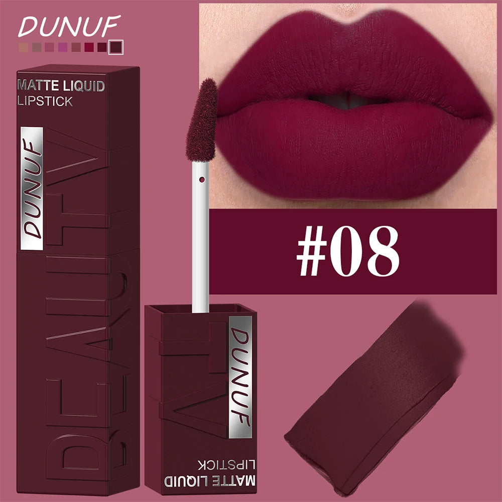 8-Colour Matte Velvet Lip Gloss – Waterproof, Plumping & Long-Lasting