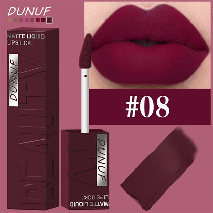 8-Colour Matte Velvet Lip Gloss – Waterproof, Plumping & Long-Lasting
