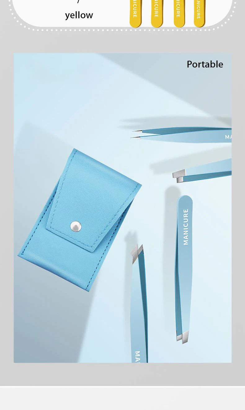 Colourful Precision Eyebrow Tweezers – Stainless Steel, Slanted Tip