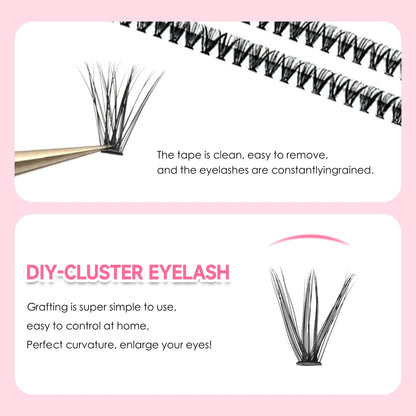 DIY Lash Extension Kit – 200-Piece Cluster Set with Bond & Seal