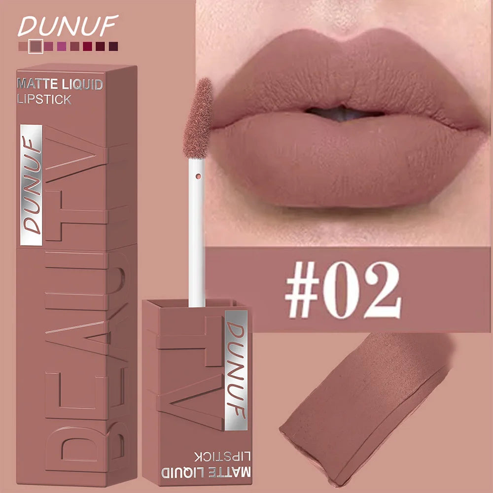 8-Colour Matte Velvet Lip Gloss – Waterproof, Plumping & Long-Lasting