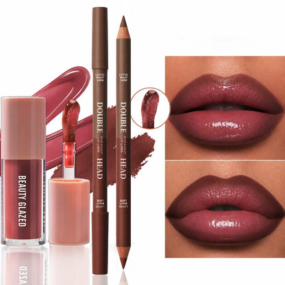 2-Piece Lip Liner & Gloss Duo Set – Matte Contour + Moisturising Gloss