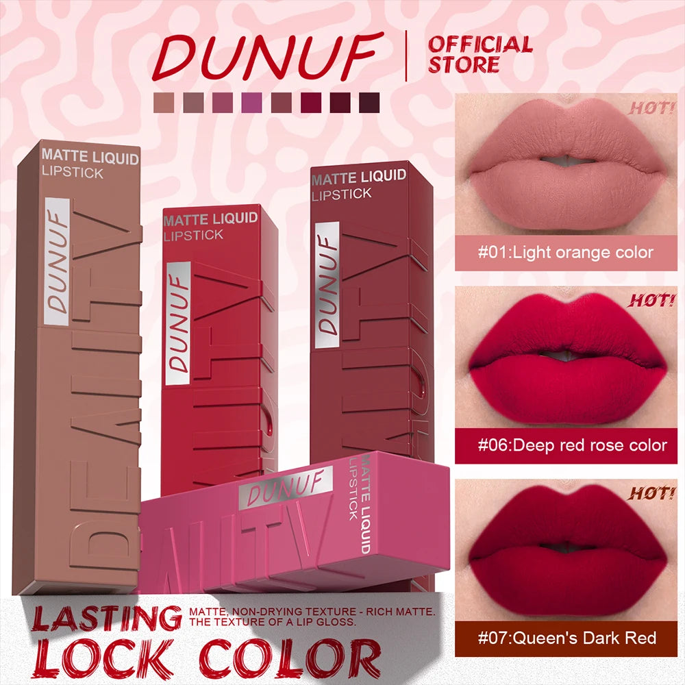8-Colour Matte Velvet Lip Gloss – Waterproof, Plumping & Long-Lasting