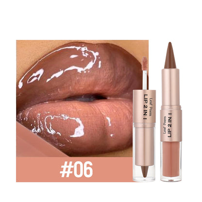 2-in-1 Lip Gloss & Liner Pen – Mirror Shine + Matte Contour