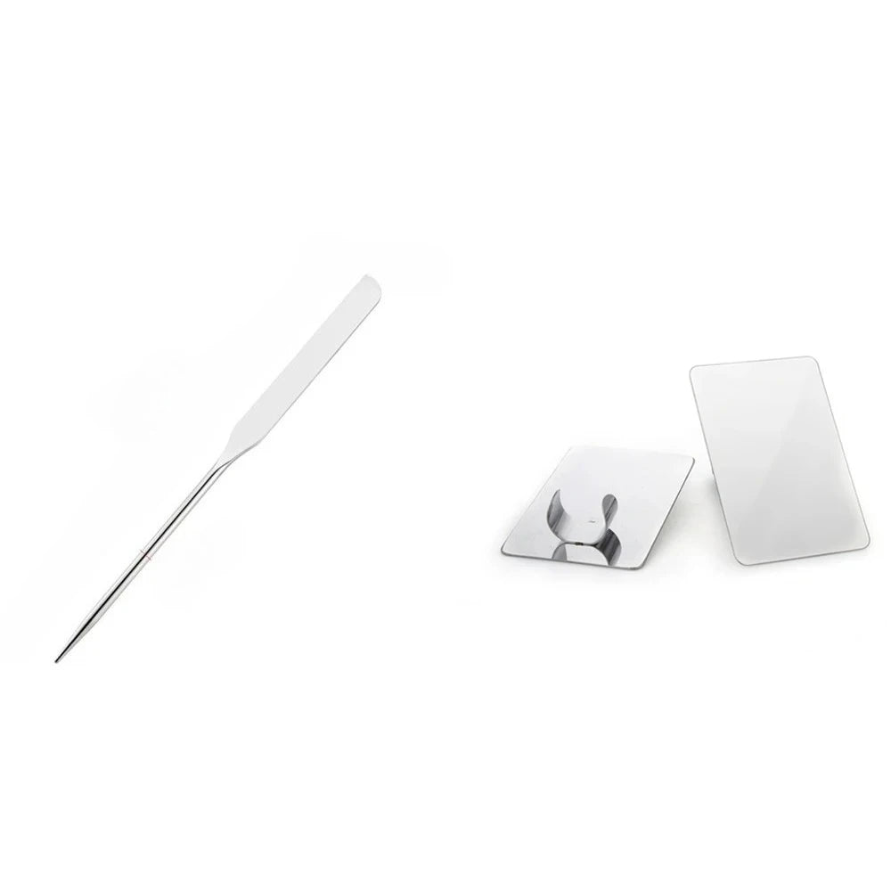 2PC  Toner Makeup Mixing Mixing Stick Foundation Cream Mixing Cosmetic Make Up Tool Stainless Steel Palette Tray Rod Set Spatula