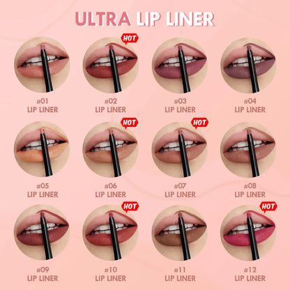Waterproof Matte Lip Liner – 12 Shades, Long-Lasting & Smudge-Proof