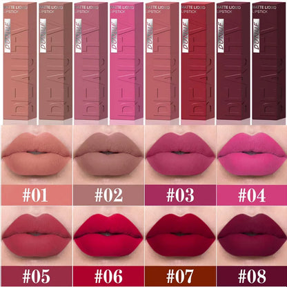 8-Colour Matte Velvet Lip Gloss – Waterproof, Plumping & Long-Lasting