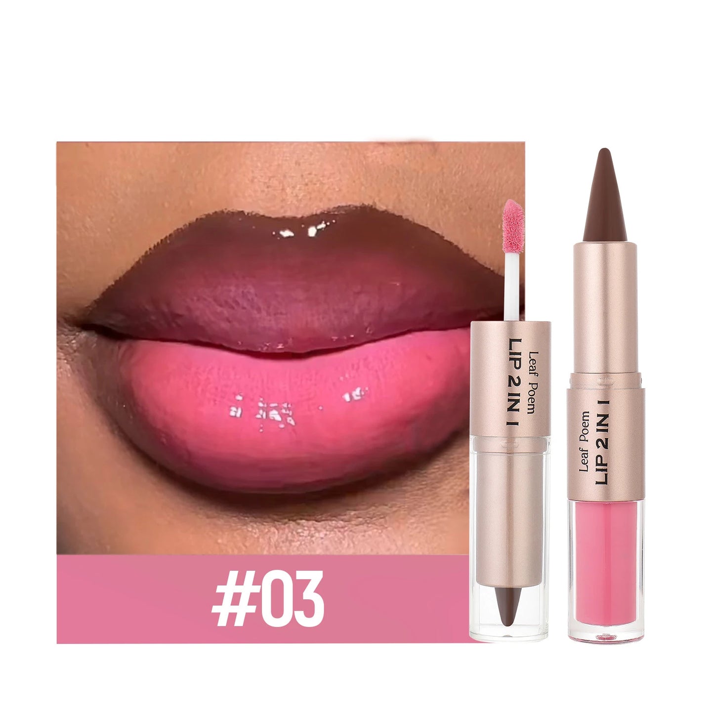 2-in-1 Lip Gloss & Liner Pen – Mirror Shine + Matte Contour