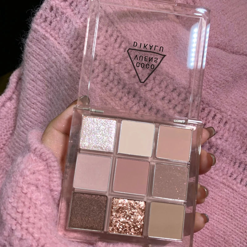 9-Colour Rose Petal Eyeshadow Palette – Matte & Shimmer Duo Finish