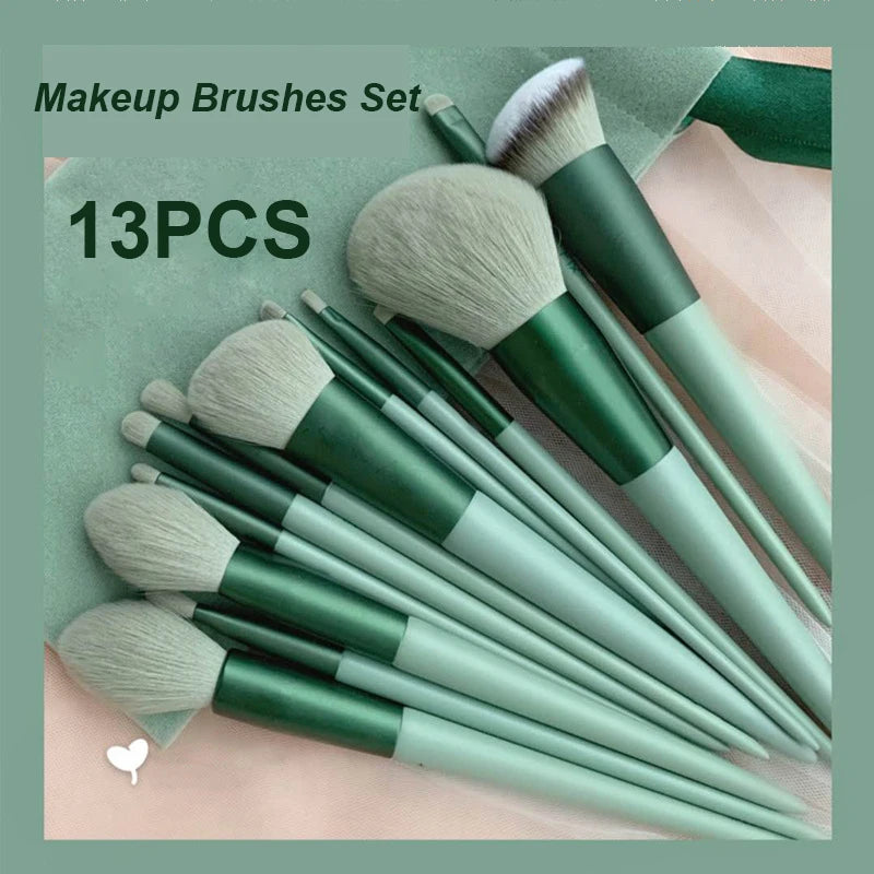 13-Piece Professional Makeup Brush Set with Travel Bag – Soft Bristle Collection