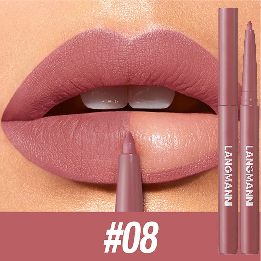 Velvet Matte Lip Liner – Waterproof, Non-Stick, 12 Natural Shades