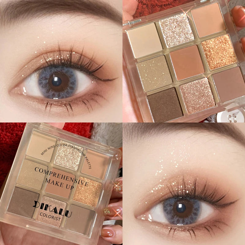 9-Colour Rose Petal Eyeshadow Palette – Matte & Shimmer Duo Finish