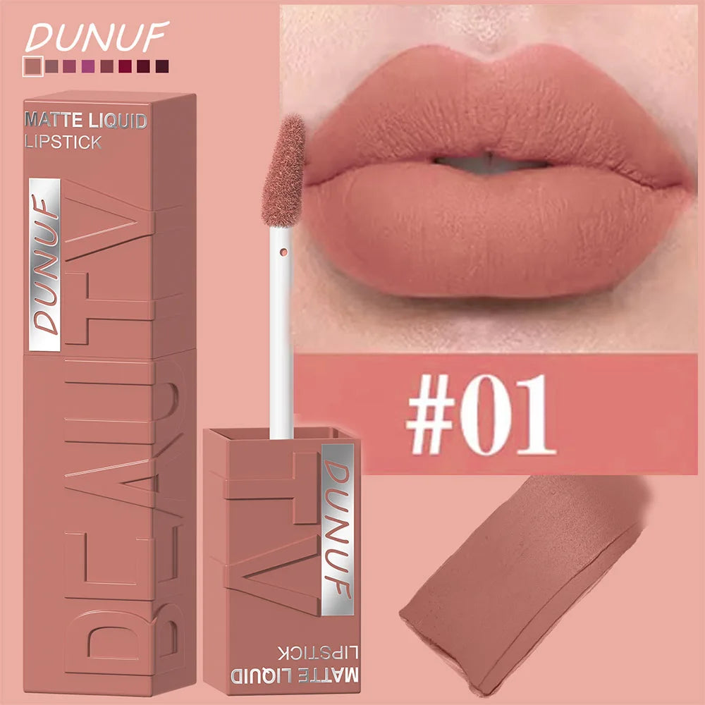 8-Colour Matte Velvet Lip Gloss – Waterproof, Plumping & Long-Lasting