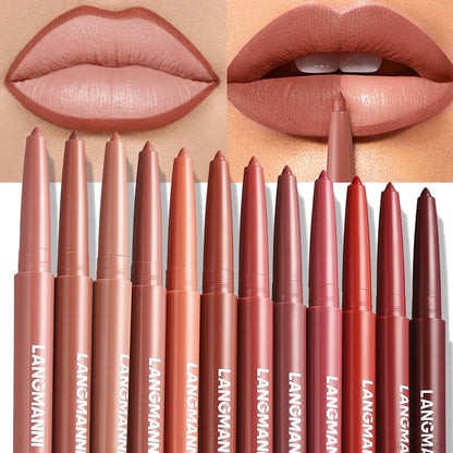 Velvet Matte Lip Liner – Waterproof, Non-Stick, 12 Natural Shades