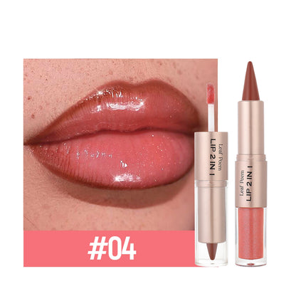 2-in-1 Lip Gloss & Liner Pen – Mirror Shine + Matte Contour