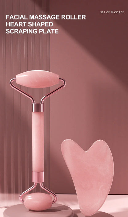 Facial Massage Roller & Gua Sha Set – Face, Neck & Eye Skincare Tool