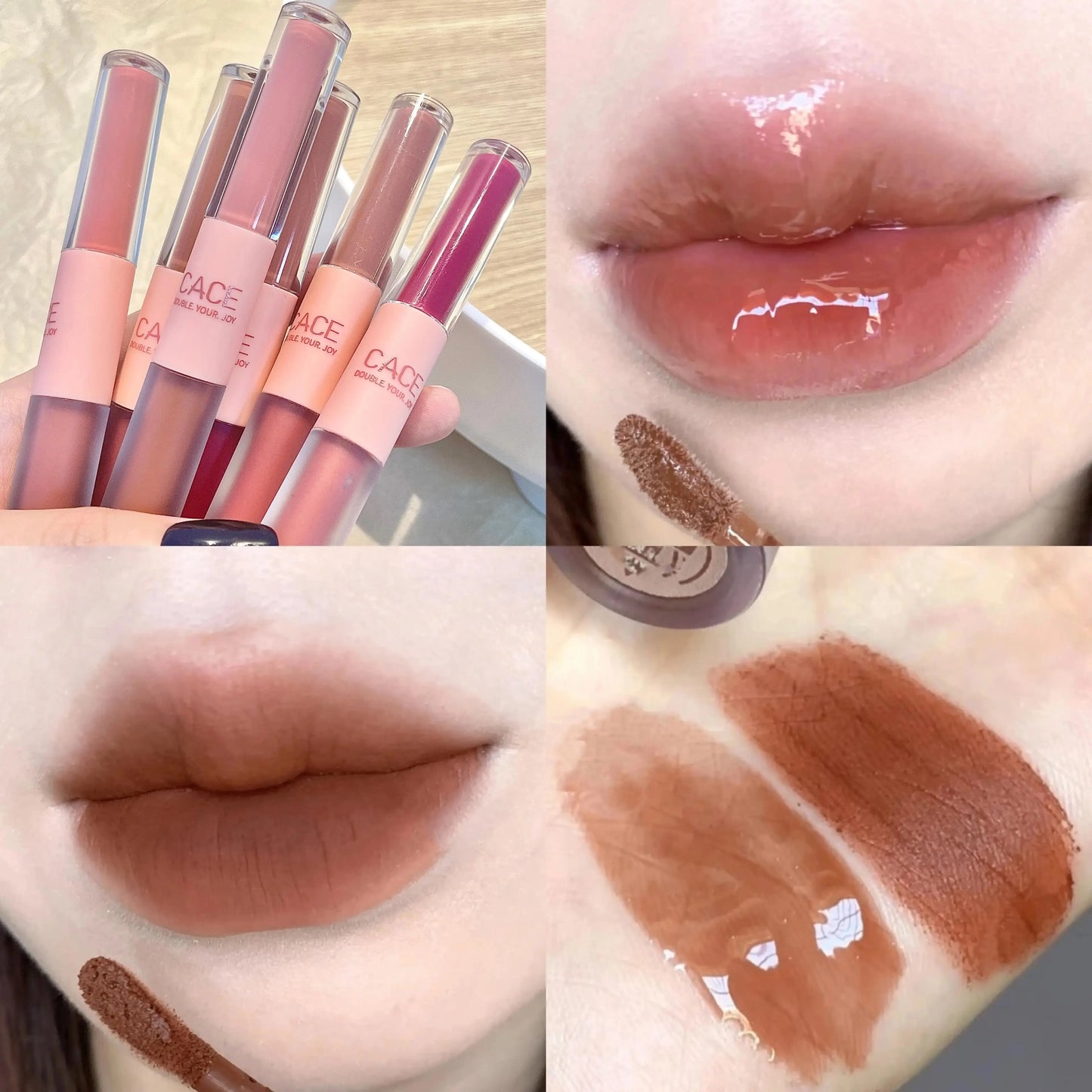 Dual-Ended Lip Gloss – Matte & Mirror Gloss Finish