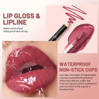 Waterproof Long-Lasting Lip Liner Set - waterproof and long-lasting, non-fading, easy to apply, highly saturated color