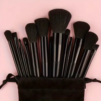 13-Piece Professional Makeup Brush Set with Travel Bag – Soft Bristle Collection