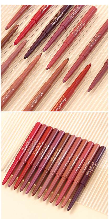 Matte Velvet Lip Liner Pencil – Waterproof, 12 Everyday Shades