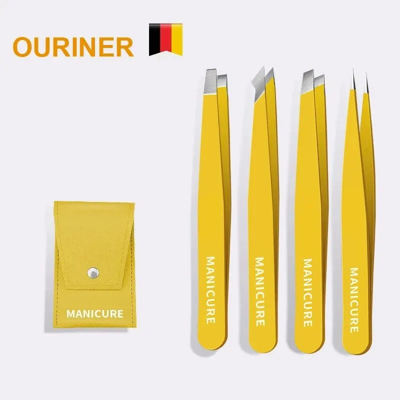Colourful Precision Eyebrow Tweezers – Stainless Steel, Slanted Tip