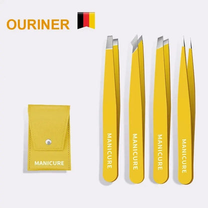 Colourful Precision Eyebrow Tweezers – Stainless Steel, Slanted Tip