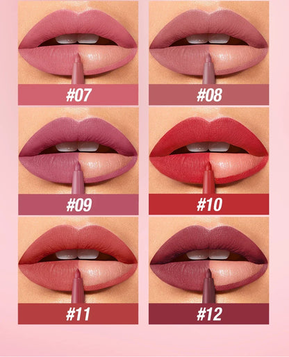 Velvet Matte Lip Liner – Waterproof, Non-Stick, 12 Natural Shades