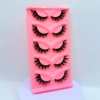 Dramatic Cat Eye False Lashes – 5 Pairs, Faux Mink Volume Strip