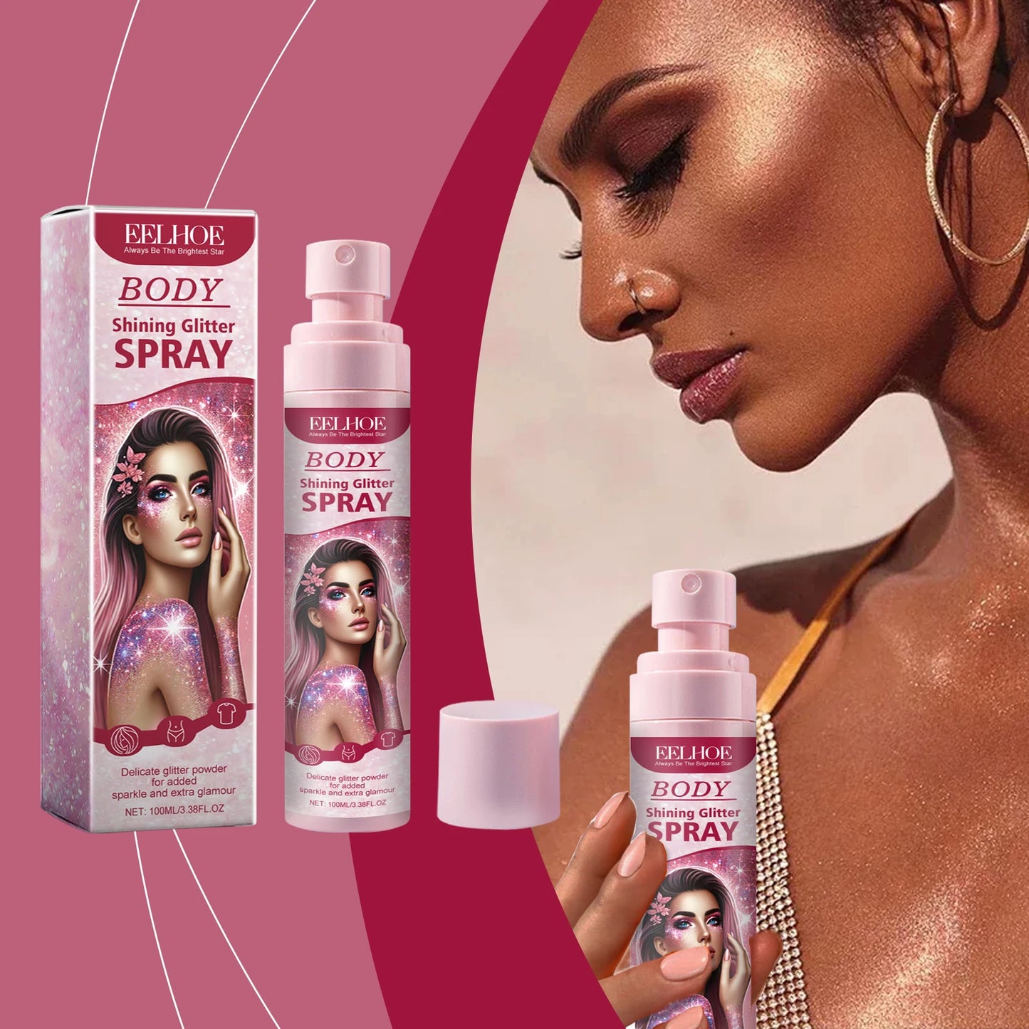 Glitter Body & Hair Spray – Quick-Dry Shimmer for Parties & Events, 100ml