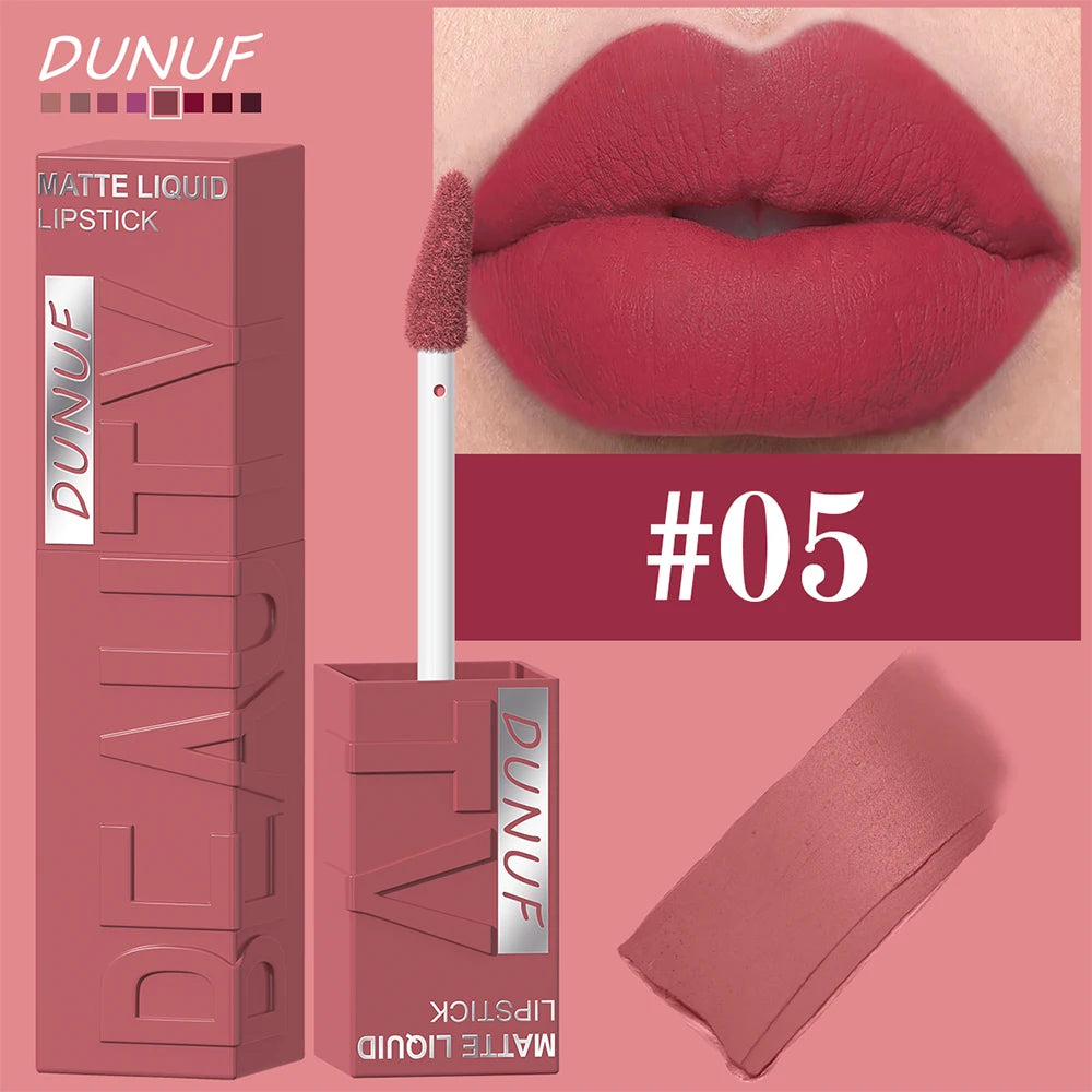 8-Colour Matte Velvet Lip Gloss – Waterproof, Plumping & Long-Lasting