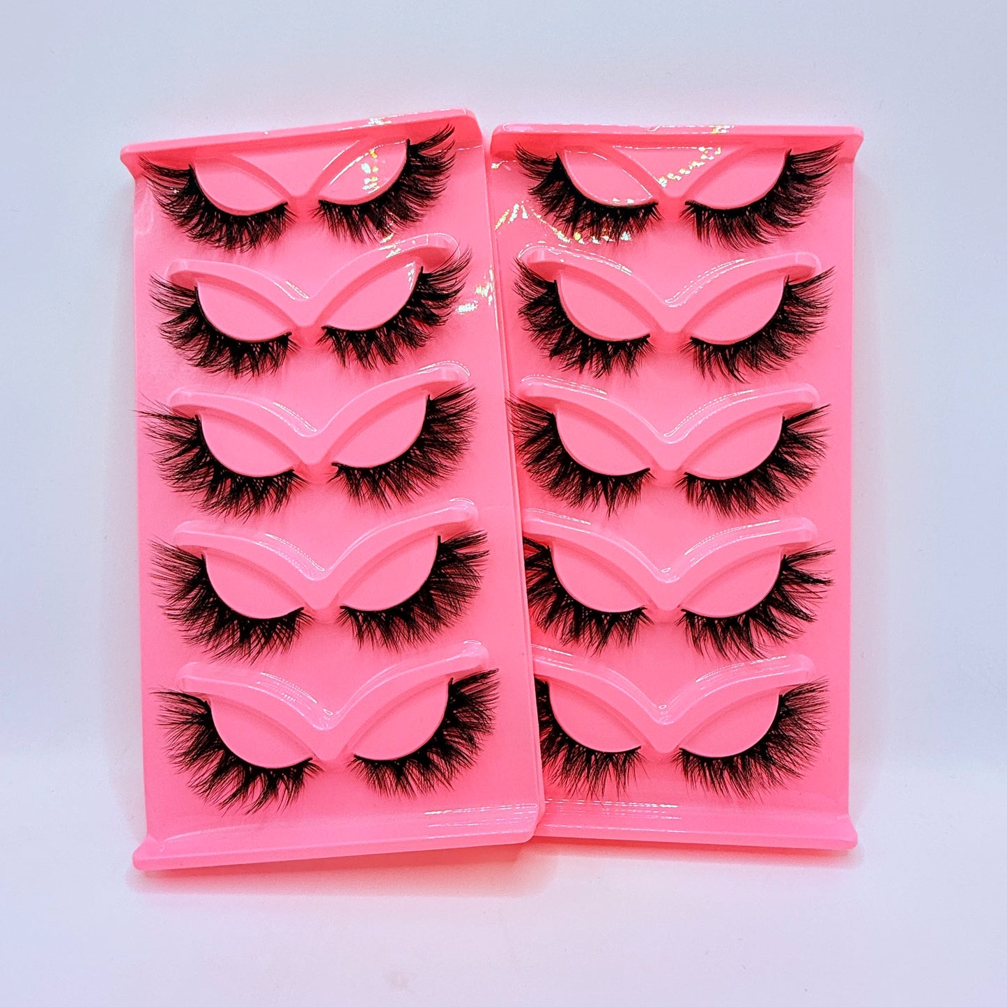 Dramatic Cat Eye False Lashes – 5 Pairs, Faux Mink Volume Strip