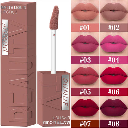 8-Colour Matte Velvet Lip Gloss – Waterproof, Plumping & Long-Lasting
