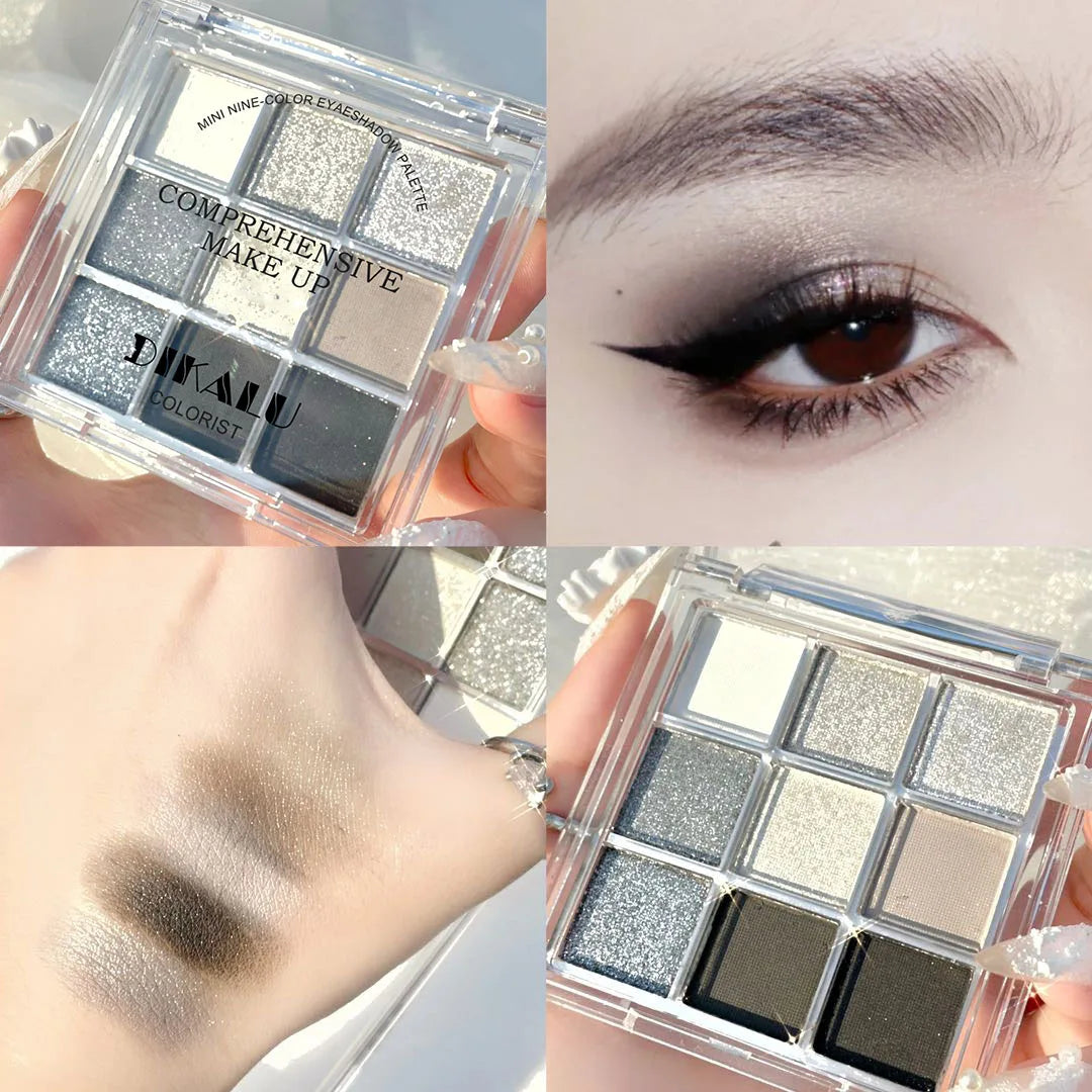 9-Colour Rose Petal Eyeshadow Palette – Matte & Shimmer Duo Finish