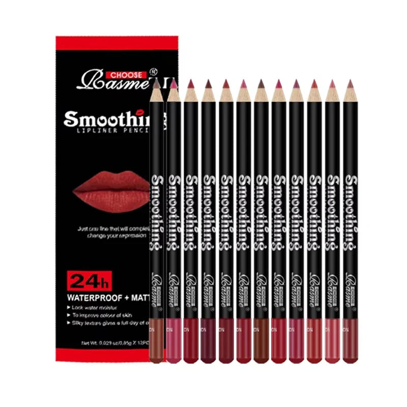 12-Piece Professional Lip Kit – Lipstick, Liner & Gloss Collection