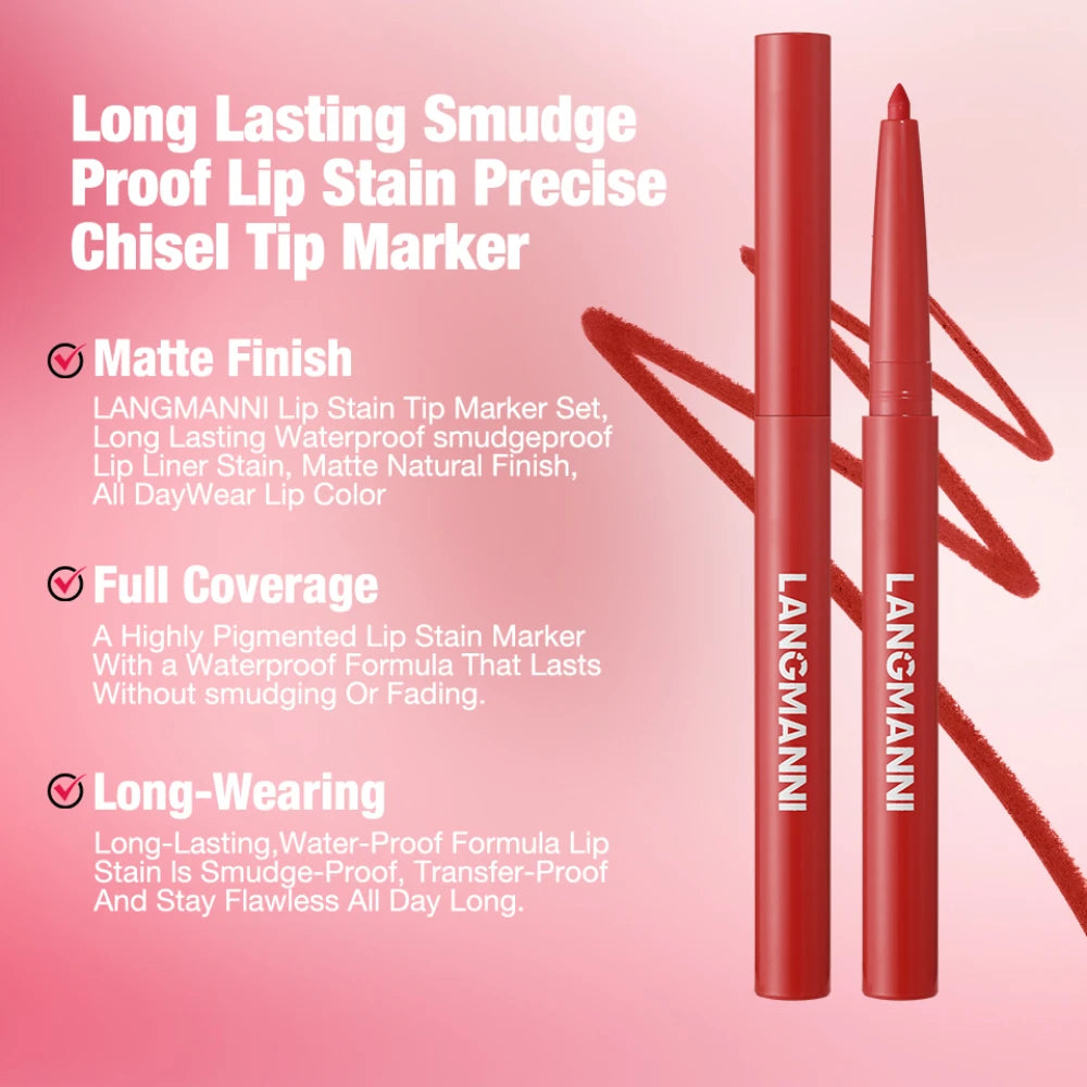 Velvet Matte Lip Liner – Waterproof, Non-Stick, 12 Natural Shades