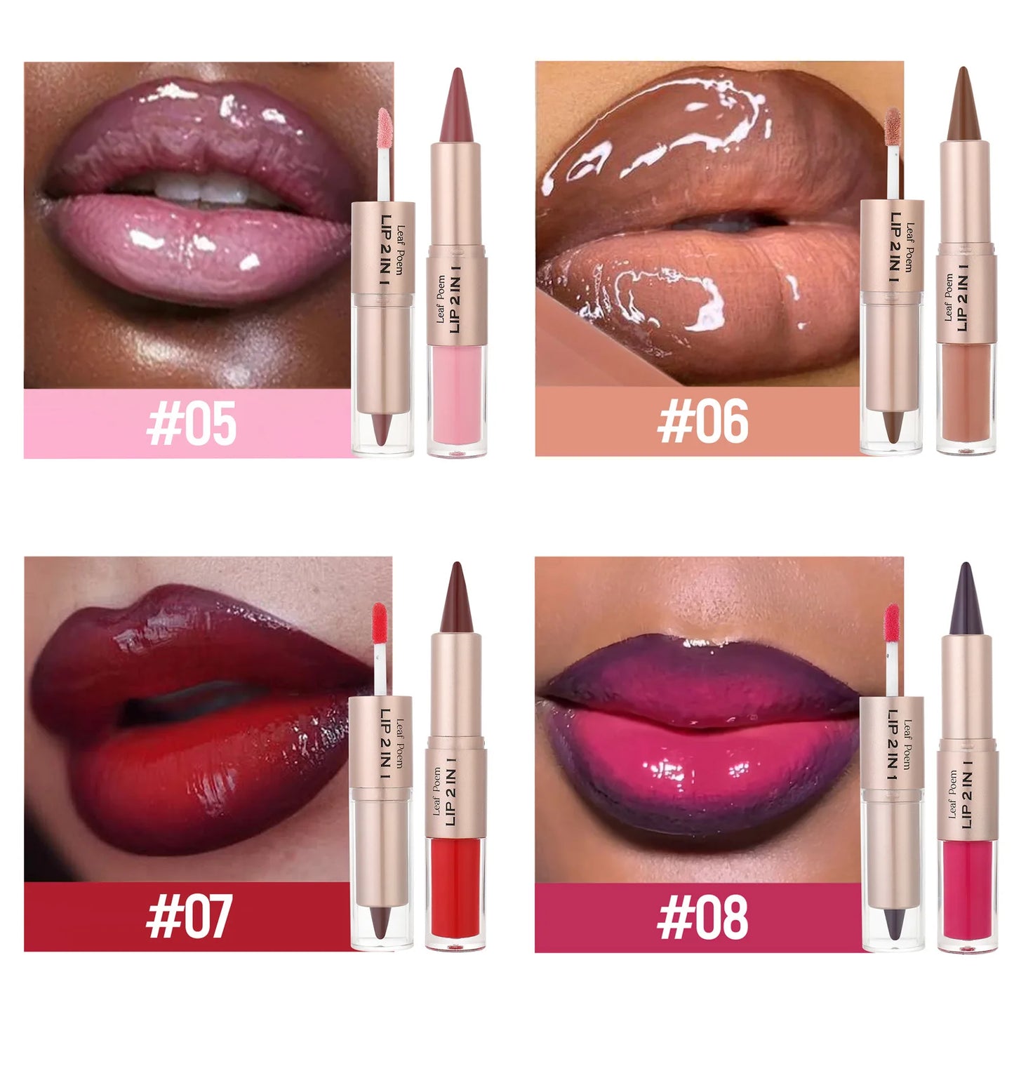 2-in-1 Lip Gloss & Liner Pen – Mirror Shine + Matte Contour