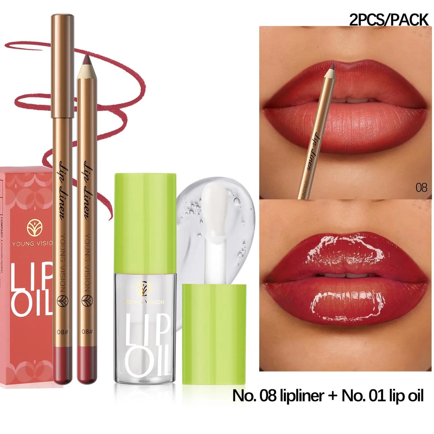 Lip Liner & Lip Oil Duo Set – Ombré Effect, Moisturising & Long-Lasting