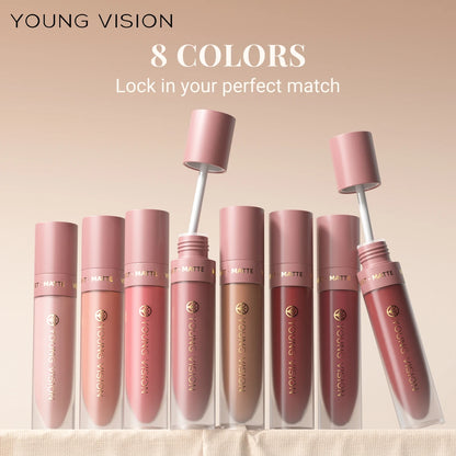 8-Colour Matte Velvet Lip Gloss – Waterproof, Plumping & Long-Lasting