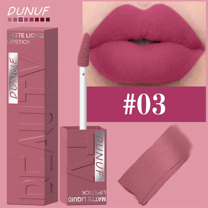 8-Colour Matte Velvet Lip Gloss – Waterproof, Plumping & Long-Lasting