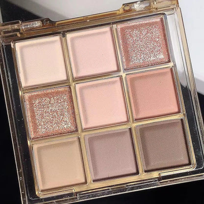 9-Colour Rose Petal Eyeshadow Palette – Matte & Shimmer Duo Finish