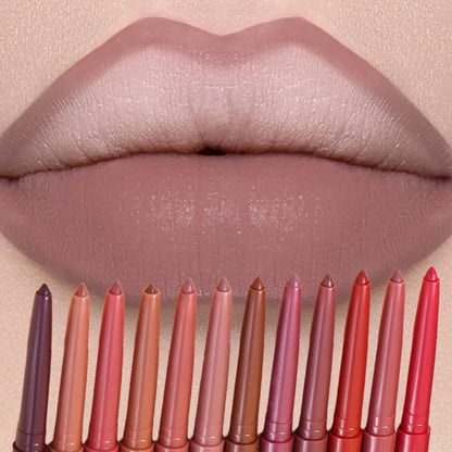 Matte Velvet Lip Liner Pencil – Waterproof, 12 Everyday Shades
