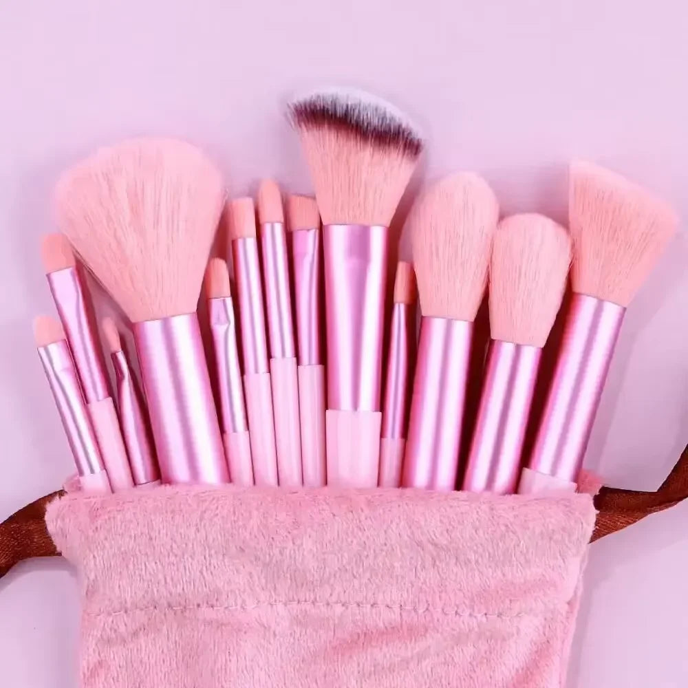 13-Piece Professional Makeup Brush Set with Travel Bag – Soft Bristle Collection