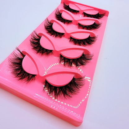 Dramatic Cat Eye False Lashes – 5 Pairs, Faux Mink Volume Strip