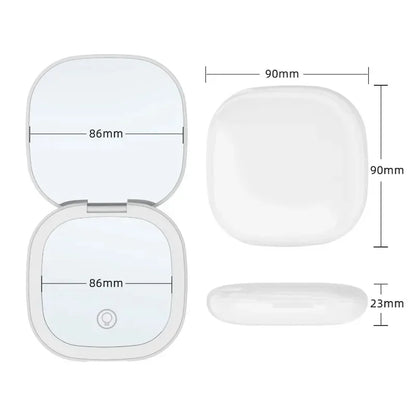 LED Compact Makeup Mirror – Portable, Foldable with 2x Magnification