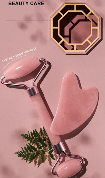 Facial Massage Roller & Gua Sha Set – Face, Neck & Eye Skincare Tool