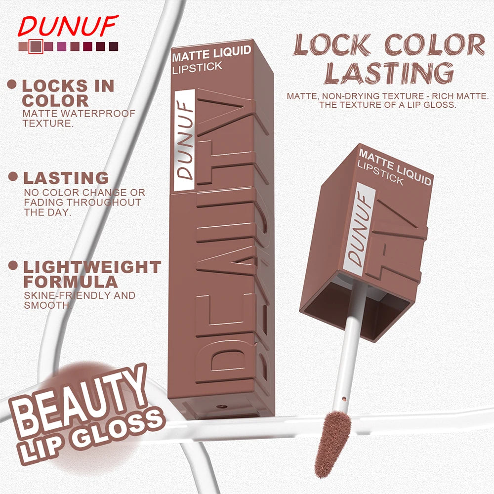 8-Colour Matte Velvet Lip Gloss – Waterproof, Plumping & Long-Lasting