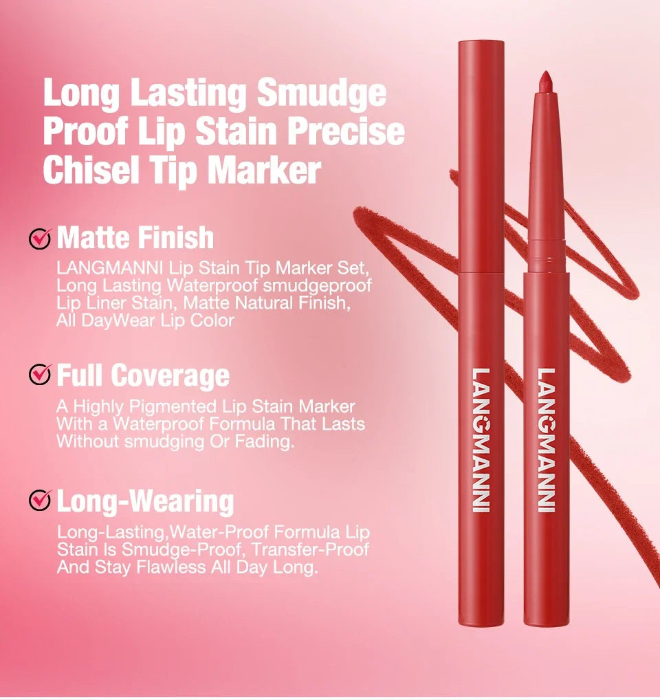 Velvet Matte Lip Liner – Waterproof, Non-Stick, 12 Natural Shades