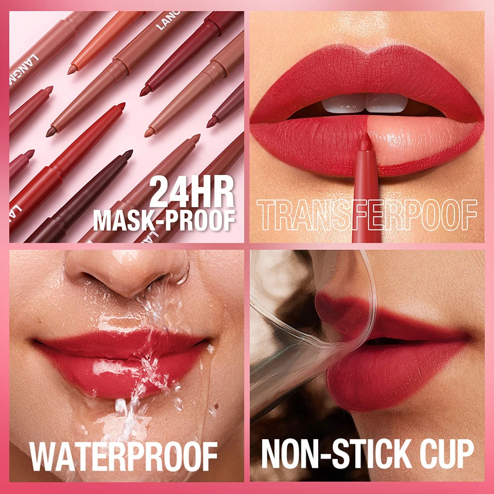 Velvet Matte Lip Liner – Waterproof, Non-Stick, 12 Natural Shades